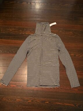 NWT JCrew Striped Black and White Tissue Tutleneck